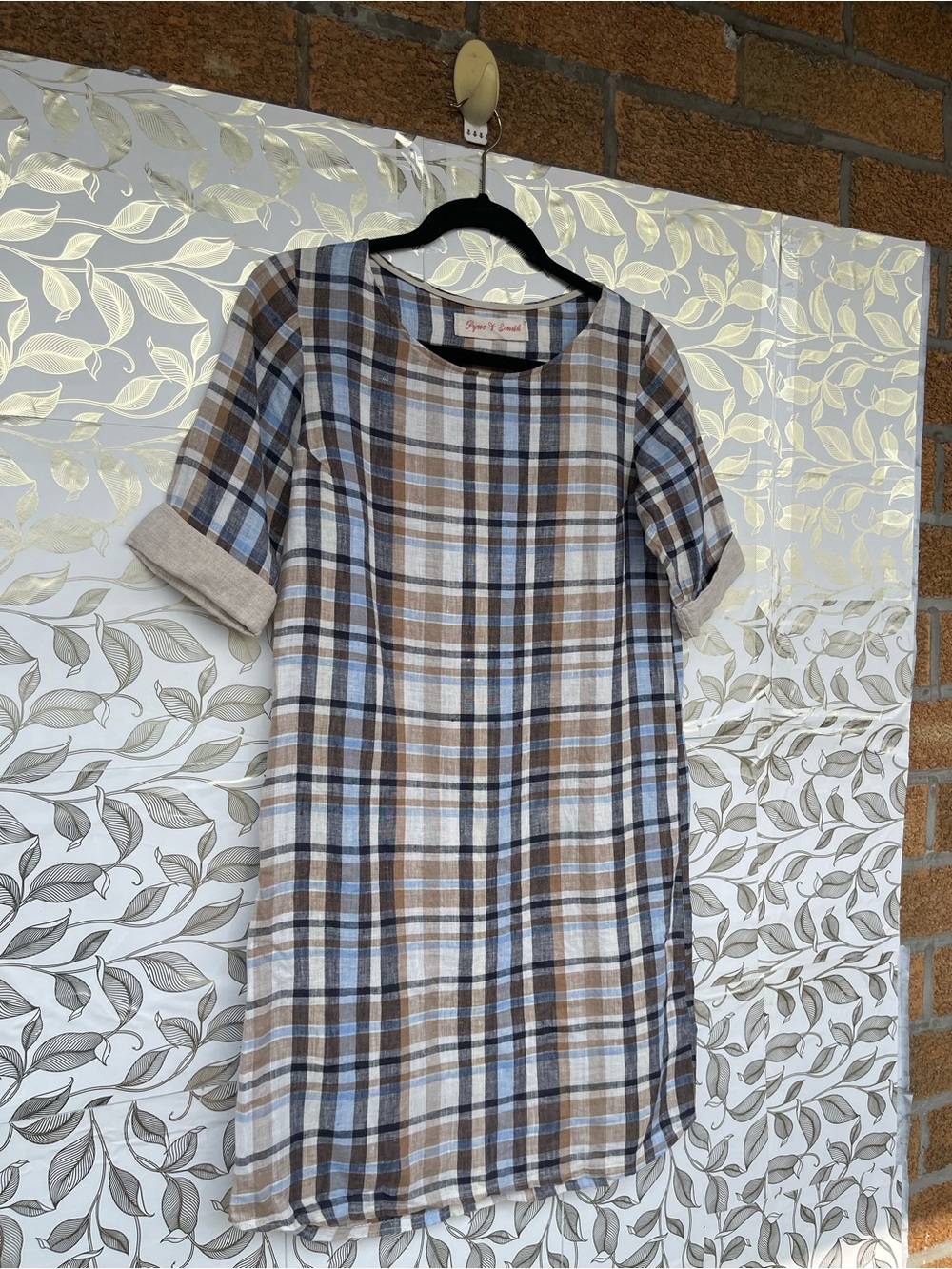 Pyne & Smith Vintage Plaid Linen Tunic Dress Xtra Small Lagenlook — image 4 of 7